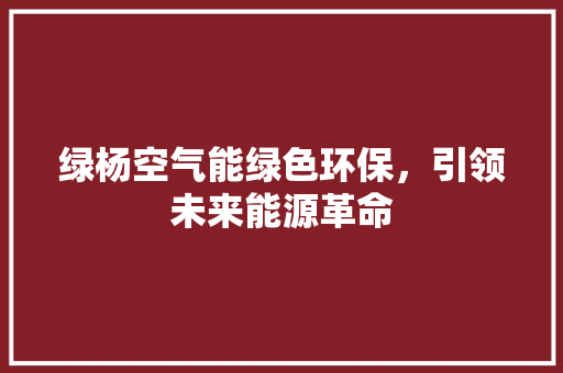 绿杨空气能绿色环保，引领未来能源革命 局部翻新
