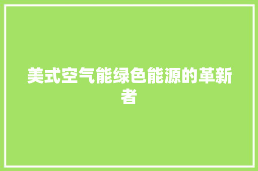 美式空气能绿色能源的革新者 灯具安装