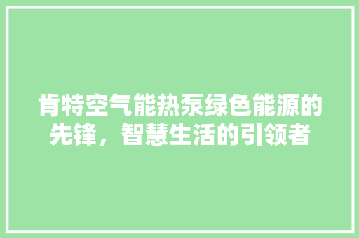 肯特空气能热泵绿色能源的先锋，智慧生活的引领者 翻新改色