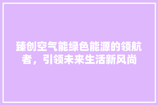 臻创空气能绿色能源的领航者，引领未来生活新风尚 局部翻新