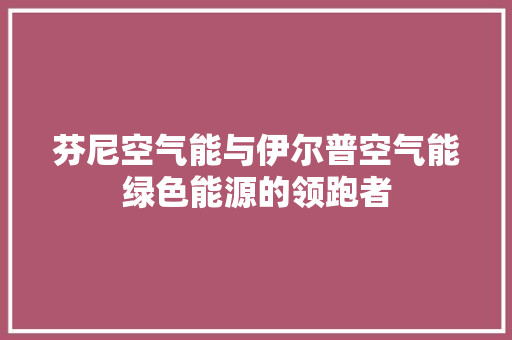 芬尼空气能与伊尔普空气能绿色能源的领跑者 装修设计
