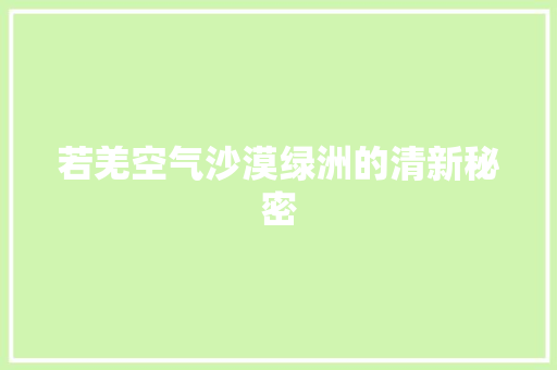若羌空气沙漠绿洲的清新秘密 洗衣机