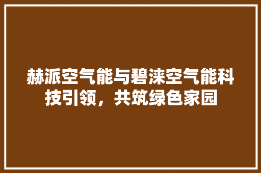 赫派空气能与碧涞空气能科技引领，共筑绿色家园 清洁保养