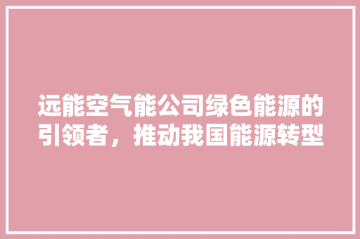 远能空气能公司绿色能源的引领者，推动我国能源转型 水电维修