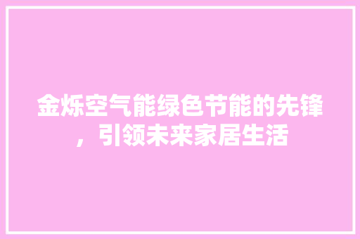 金烁空气能绿色节能的先锋，引领未来家居生活 水电维修
