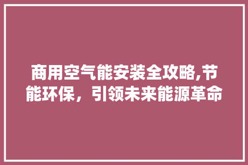 商用空气能安装全攻略,节能环保，引领未来能源革命_怎么安装商用空气能 商用空气能安装全攻略,节能环保，引领未来能源革命_怎么安装商用空气能 热水器