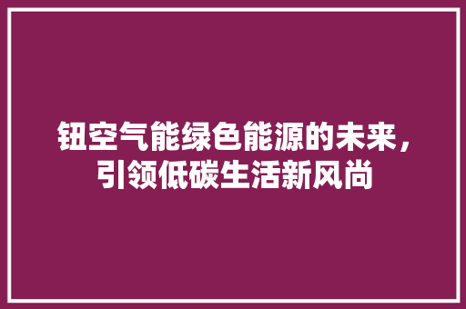 钮空气能绿色能源的未来，引领低碳生活新风尚 装修设计