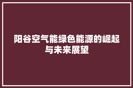 阳谷空气能绿色能源的崛起与未来展望 装修设计