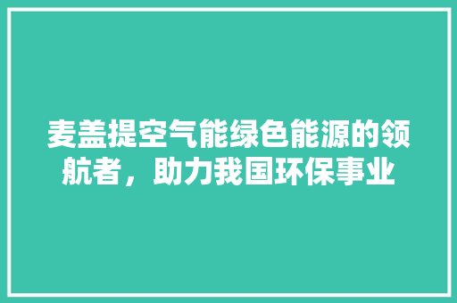 麦盖提空气能绿色能源的领航者，助力我国环保事业 旧房改造