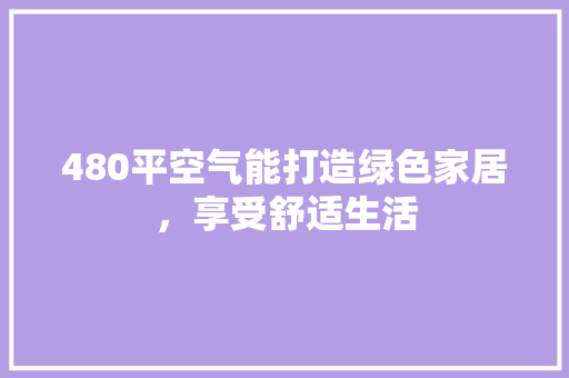 480平空气能打造绿色家居，享受舒适生活 热水器