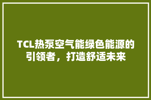 TCL热泵空气能绿色能源的引领者，打造舒适未来 家具修理