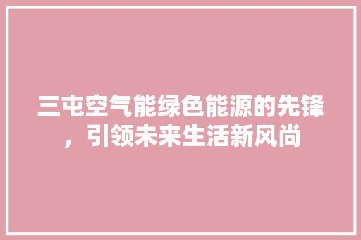 三屯空气能绿色能源的先锋，引领未来生活新风尚 洗衣机