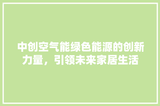 中创空气能绿色能源的创新力量，引领未来家居生活 空调