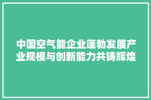 中国空气能企业蓬勃发展产业规模与创新能力共铸辉煌 水电维修
