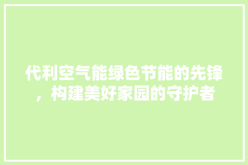 代利空气能绿色节能的先锋，构建美好家园的守护者 家居维修