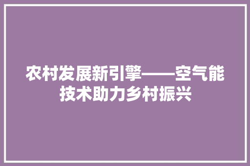 农村发展新引擎——空气能技术助力乡村振兴 家居维修