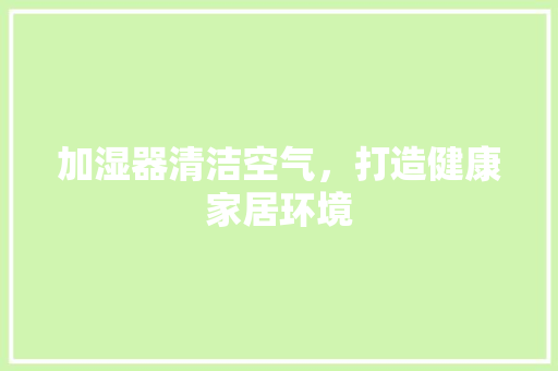 加湿器清洁空气，打造健康家居环境 清洁保养