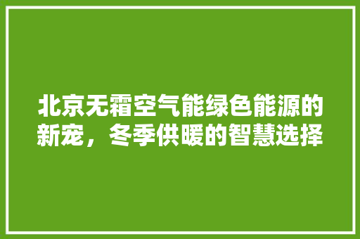 北京无霜空气能绿色能源的新宠，冬季供暖的智慧选择 旧房改造
