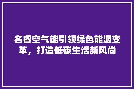 名睿空气能引领绿色能源变革，打造低碳生活新风尚 洗衣机