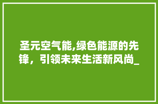 圣元空气能,绿色能源的先锋，引领未来生活新风尚_圣元空气能好吗 圣元空气能,绿色能源的先锋，引领未来生活新风尚_圣元空气能好吗 家居维修