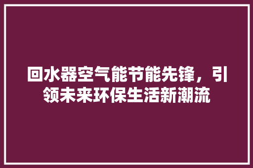 回水器空气能节能先锋，引领未来环保生活新潮流 装修设计