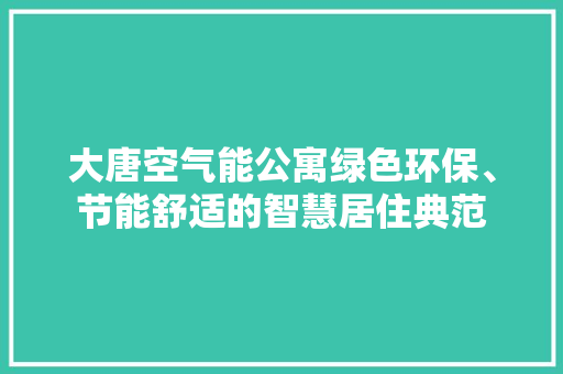 大唐空气能公寓绿色环保、节能舒适的智慧居住典范 空调
