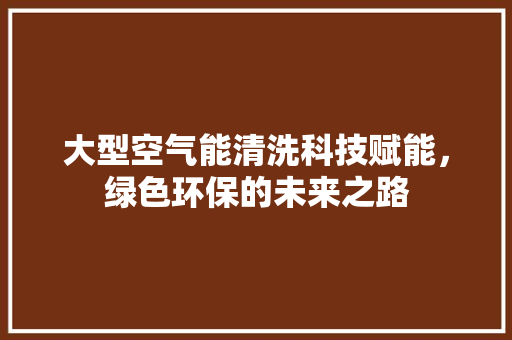 大型空气能清洗科技赋能，绿色环保的未来之路 水电维修