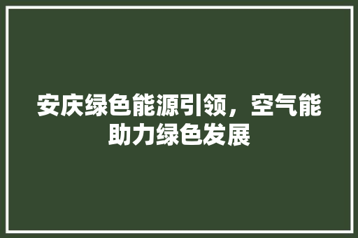 安庆绿色能源引领，空气能助力绿色发展 龙头管件