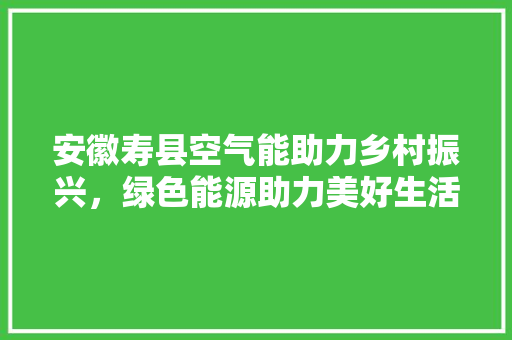 安徽寿县空气能助力乡村振兴，绿色能源助力美好生活 热水器