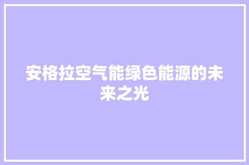 安格拉空气能绿色能源的未来之光 清洁保养