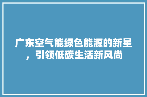 广东空气能绿色能源的新星，引领低碳生活新风尚 洁具维修