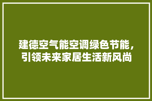 建德空气能空调绿色节能，引领未来家居生活新风尚 水电维修