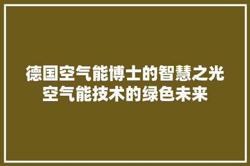 德国空气能博士的智慧之光空气能技术的绿色未来 洗衣机
