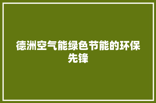 德洲空气能绿色节能的环保先锋 水电维修