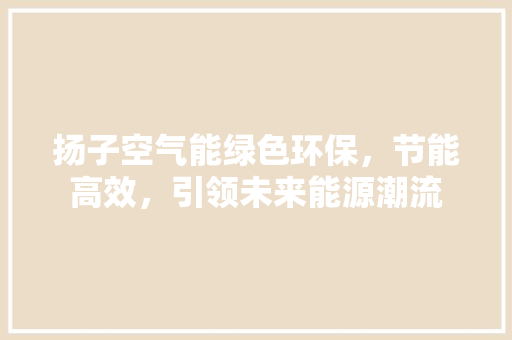 扬子空气能绿色环保，节能高效，引领未来能源潮流 装修设计