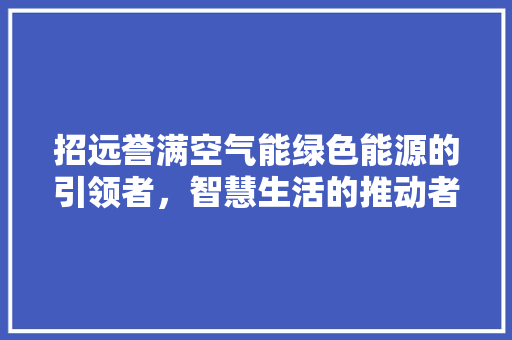 招远誉满空气能绿色能源的引领者，智慧生活的推动者 水电维修