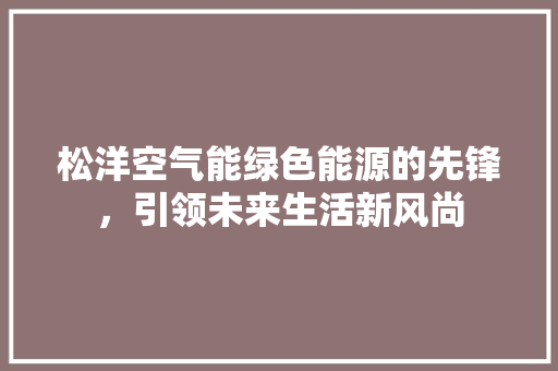 松洋空气能绿色能源的先锋，引领未来生活新风尚 家具修理