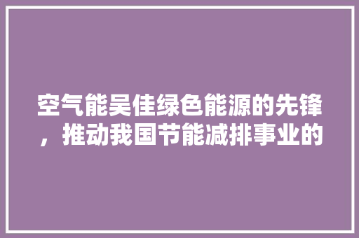 空气能吴佳绿色能源的先锋，推动我国节能减排事业的发展 家电维护