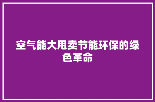 空气能大甩卖节能环保的绿色革命 热水器