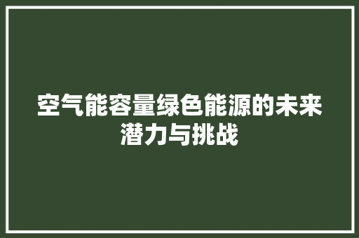 空气能容量绿色能源的未来潜力与挑战 家具修理