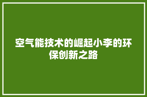 空气能技术的崛起小李的环保创新之路 家居维修