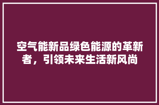 空气能新品绿色能源的革新者，引领未来生活新风尚 空调