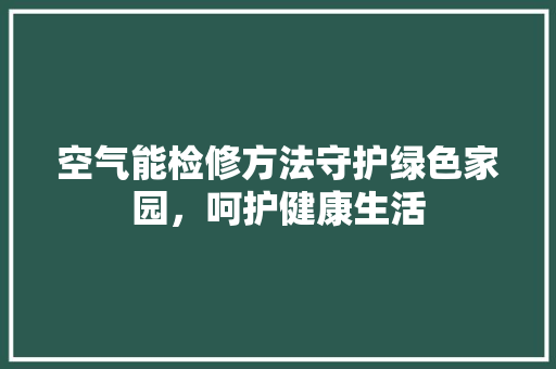 空气能检修方法守护绿色家园，呵护健康生活 热水器