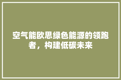 空气能欧思绿色能源的领跑者，构建低碳未来 家居维修