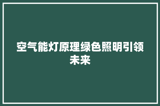 空气能灯原理绿色照明引领未来 家电维护