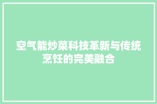 空气能炒菜科技革新与传统烹饪的完美融合 洗衣机