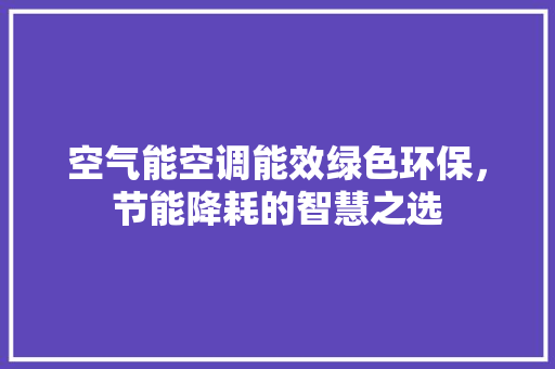 空气能空调能效绿色环保，节能降耗的智慧之选 旧房改造