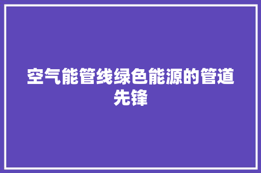 空气能管线绿色能源的管道先锋 家电维护