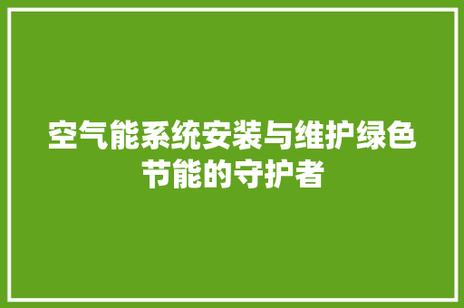 空气能系统安装与维护绿色节能的守护者 灯具安装
