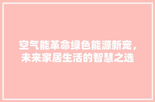 空气能革命绿色能源新宠，未来家居生活的智慧之选 局部翻新